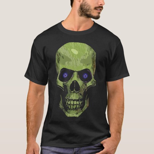 グリーン・クリーピー・スカルアート Tシャツ (正面)