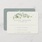 グリーン/クリームスノーベリー+ユーカリ結婚ステムズ 出欠カード (正面/裏面)