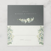 グリーン/クリームスノーベリー+ユーカリ結婚ス プレイスカード (外部開封)