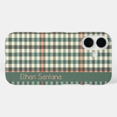 グリーン&クリームプレイド名前をカスタムする Case-Mate iPhoneケース (裏面 (横))