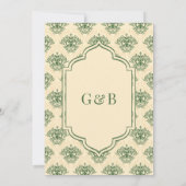 グリーン クリーム イカット アナンド カラージ シーク教 結婚式 招待状 (裏面)