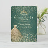 グリーン クール ゴールド シークイン ドレス ティアラ キンセアニエラ 招待状 (スタンド正面)