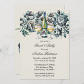 グリーン&グエレガントレーブーケブランチ&バブリー 招待状 (正面/裏面)