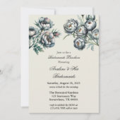 グリーン&グエレガントレーブーケブリデスメイドルンチオーン 招待状 (正面)