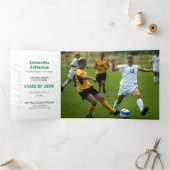 グリーン グラデュエート スクリプト モダン フォト3 三つ折り招待状 (内部)