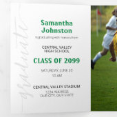 グリーン グラデュエート スクリプト モダン フォト3 三つ折り招待状 (内部最初)