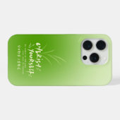 グリーン グラデーション グラス 引用符 フォンケース iPhoneケース (裏面横)