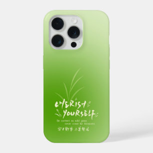 グリーン グラデーション グラス 引用符 フォンケース iPhone 15 PROケース