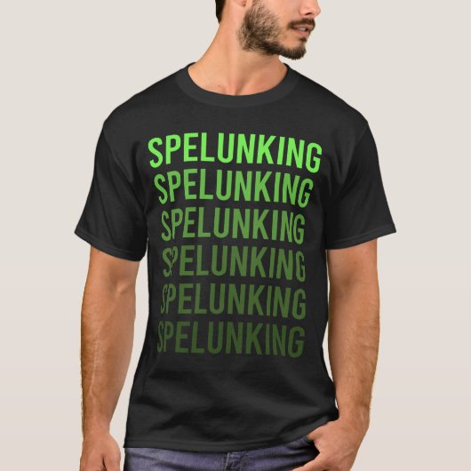 グリーン グラデーション ケイバー(洞窟探検家) スペレオロジー Tシャツ (正面)