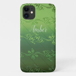 グリーン グラデーション 葉っぱ柄 オリジナル iPhone 11 ケース