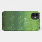 グリーン グラデーション 葉っぱ柄 オリジナル Case-Mate iPhoneケース (裏面(横))