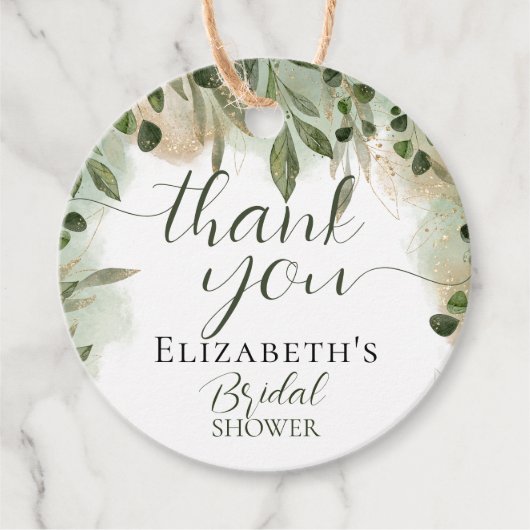 グリーン・グリーン・ゴールドのスクリプト・カリグラフィー　ありがとうございます フェイバータグ (正面)