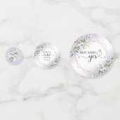 グリーン グリーン 水彩 紫の結婚前お祝いパーティー コンフェッティ (裏面)