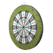 グリーン、グレー、ティール（緑がかった色）ブルーの飲みゲーム ダーツボード (正面右)