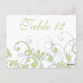 グリーン、グレー、ホワイトの結婚式テーブルカード ポストカード (裏面)