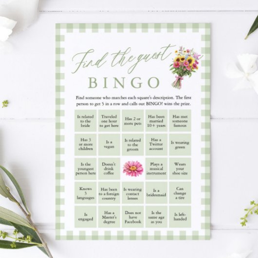 グリーン ゲストビンゴ ブライダルシャワーゲーム 招待状