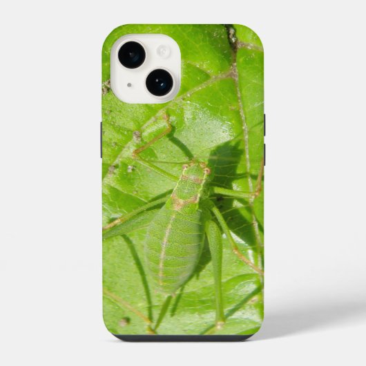 グリーン コオロギ カモフラージュ iPhoneケース (裏面)