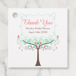 グリーン コーラル フラワーバード ブライダルシャワー サンクス フェイバータグ