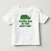 グリーン・ゴミ収集車・ゴミ・面白い男の子の誕生日  トドラーTシャツ (正面)