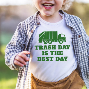 グリーン・ゴミ収集車・ゴミ・面白い男の子の誕生日 トドラーTシャツ