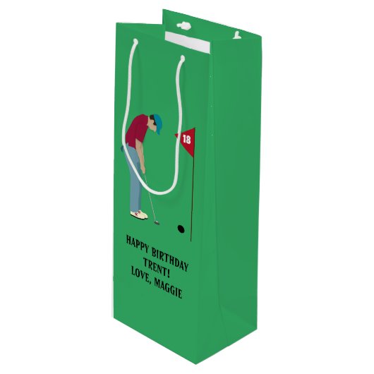 グリーン・ゴルファー・パッティング・ボール ワインギフトバッグ (正面アングル)