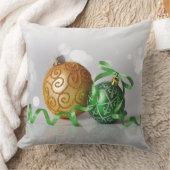 グリーン&ゴールデンクリスマスオーナメント装飾用クッション クッション (ブランケット)