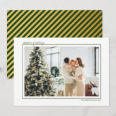 グリーン＆ゴールドのストライプ　季節のご挨拶写真 シーズンカード (正面/裏面)