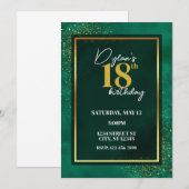 グリーン＆ゴールドのデザインマリッジスタイル招待状 招待状 (正面/裏面)