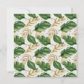 グリーン＆ゴールドの水彩トロピカル ブライダルシャワー 招待状 (裏面)