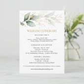 グリーン&ゴールドの結婚式週末の予定 招待状 (スタンド正面)