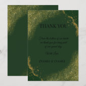グリーン＆ゴールドスパーク 結婚式お礼カード サンキューカード (正面/裏面)