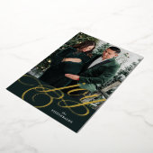 グリーン/ゴールドフォイルフェスティバルフローリッシュジョイホリデーカード 箔シーズンカード (回転した状態)