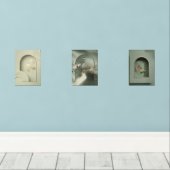 グリーン&ゴールドフォイルミニマリストウォールアート (ウッドフロア)