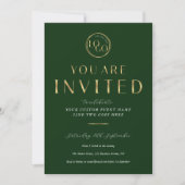 グリーン&ゴールドロゴのエレガントなビジネスイベントガラ 招待状 (正面)