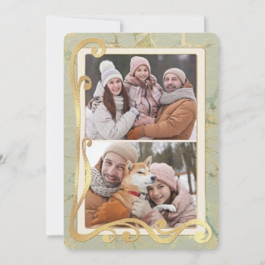 グリーン＆ゴールド２　写真カード　季節のご挨 シーズンカード (裏面)