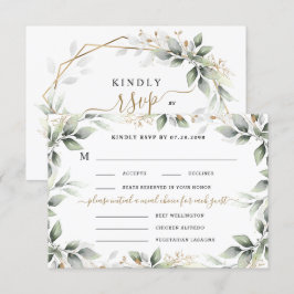 グリーン＆ゴールド3 三食選択 ラスティックウェディング 出欠カード