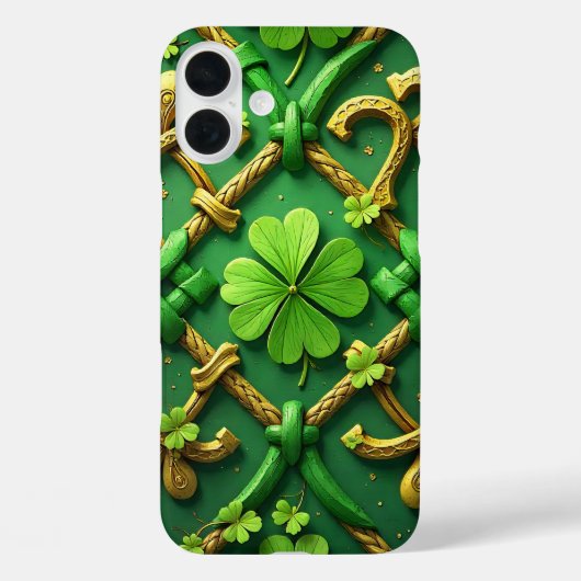 グリーン&ゴールド アイリッシュ ケルト シャムロック Case-Mate iPhoneケース (裏面)
