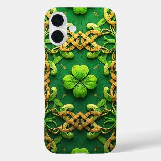 グリーン&ゴールド アイリッシュ ケルト シャムロック Case-Mate iPhoneケース (裏面)