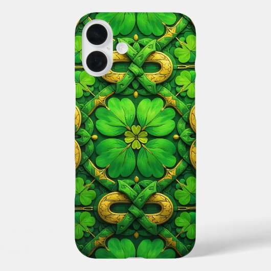 グリーン&ゴールド アイリッシュ ケルト シャムロック Case-Mate iPhoneケース (裏面)
