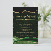 グリーン&ゴールド アゲート 結婚式宿泊案内 エンクロージャーカード (スタンド正面)