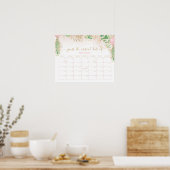 グリーン ゴールド グリッター ゲス ベイビー アライバル デート ポスター (キッチン)