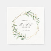 グリーン ゴールド ジオメトリック ラスティック ブライダル シャワー スタンダードカクテルナプキン (正面)