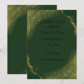 グリーン＆ゴールド スパーク セーブ・ザ・デート カード (正面/裏面)