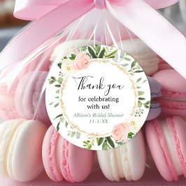 グリーン ゴールド ピンク ユーカリ ウェディング シャワー ラウンドシール