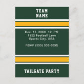 グリーン&ゴールド フットボールチーム テールゲートパーティー インビテーションポストカード (正面)