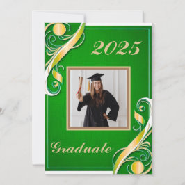 グリーン ゴールド ホワイト 卒業 招待状