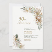 グリーン＆ゴールド ボホ ボタニカル ウェディング アニバーサリー 招待状 (正面)