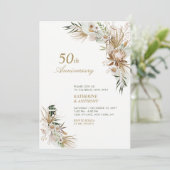 グリーン＆ゴールド ボホ ボタニカル ウェディング アニバーサリー 招待状 (スタンド正面)