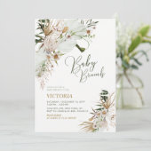 グリーン＆ゴールド ボホ ボタニカル ベイビー シャワー ブランチ 招待状 (スタンド正面)