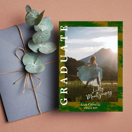 グリーン ゴールド マーブル フォト 卒業発表 招待状